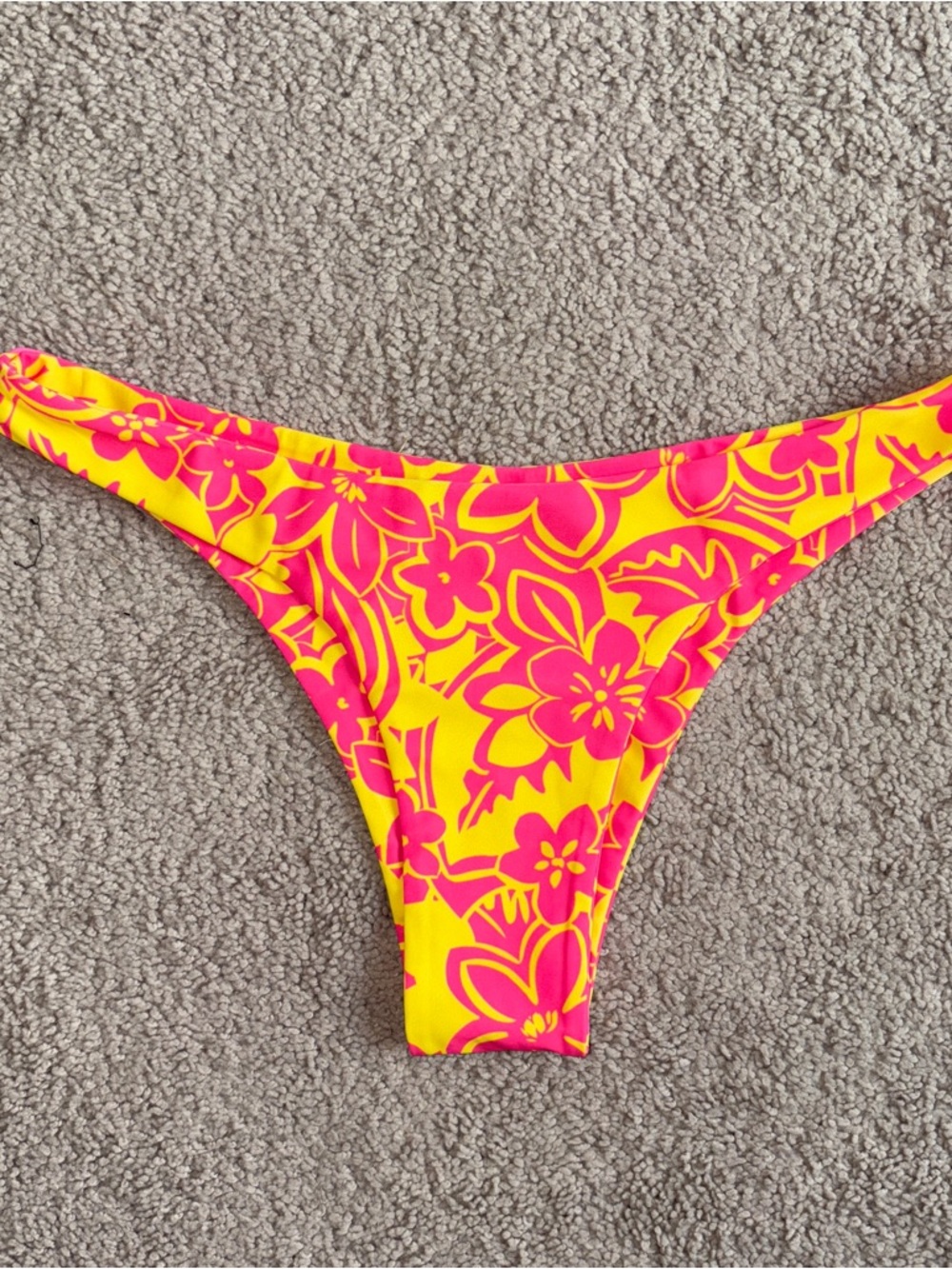 Kulani Kinis Yellow and Hot Pink Floral Bikini Bottom Size: M